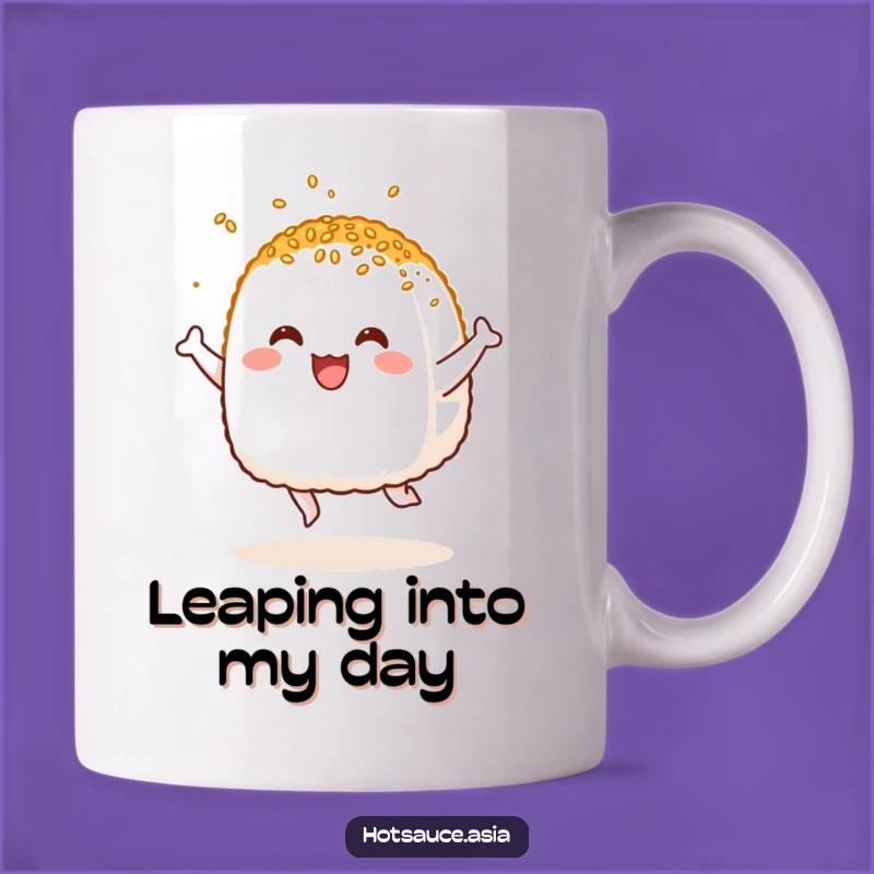 Funny Onigiri Mug: Delighted Leaping Rice Ball Lover Gift for Happy Mornings