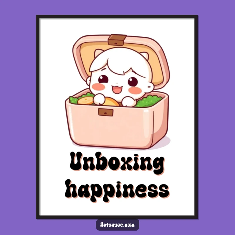 Funny Bento Box Poster: Playful Surprise Opening Art Print Gift Idea