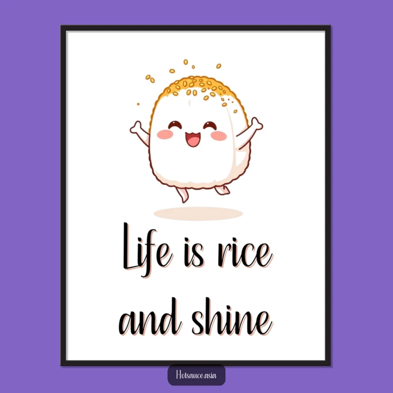 Funny Free Printable Wall Art: Leaping Onigiri Decor - Downloadable Art!