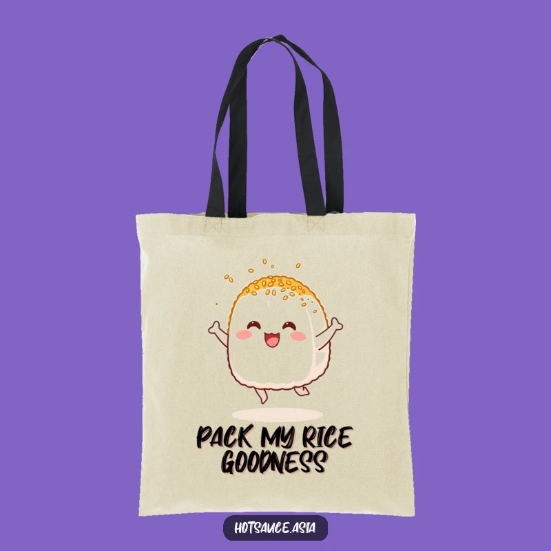 Funny Onigiri Tote Bag: Delighted Leaping Rice Ball Carry-All Gift